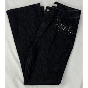 Chico's Platinum Charm Dark Wash Rhinestone Embellished Jeans Size 1.5 Regular